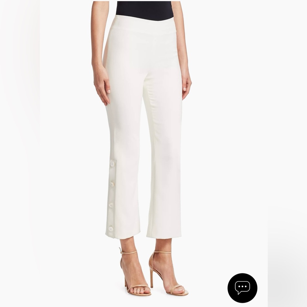 Alexis Larenz Flare-leg Side-button Cropped Pants In White